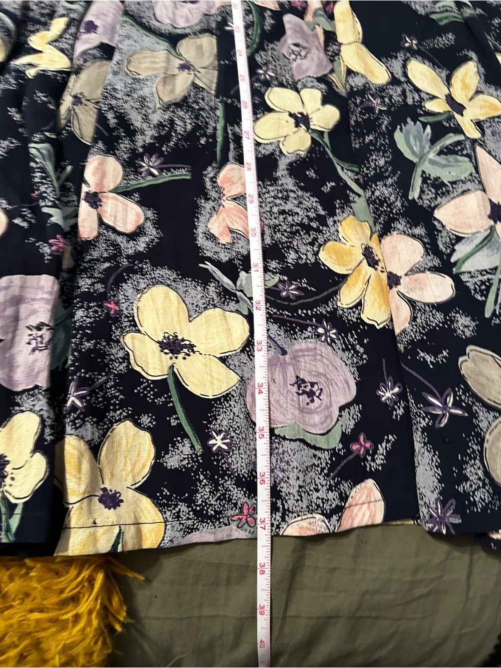 Floral Skirt - Navy with Yellow & Pink Floral Print - Picture 4 of 5